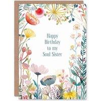 Artery8 Greeting Card To My Soul Sister Bright Sincere Floral Flowers Birthday