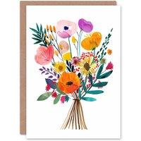 Artery8 Greeting Card Colourful Floral Bouquet Watercolour Mother's Day