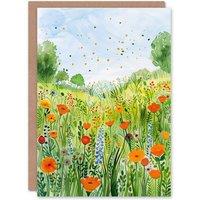 Artery8 Greeting Card California Poppy Reserve Summer Flower Meadow Birthday in Green