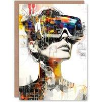 Artery8 Woman Headset Virtual Reality Conceptual Birthday Card