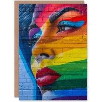 Artery8 Rainbow Pride Woman Portrait Lgbtq Mural Graffiti Birthday Card