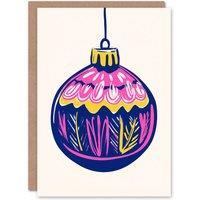 Wee Blue Coo Tree Bauble Ornament Pink Purple Yellow Xmas Art Blank Christmas Card