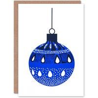 Wee Blue Coo A Single Bauble Blue Ornament Fun Xmas Art Blank Christmas Card