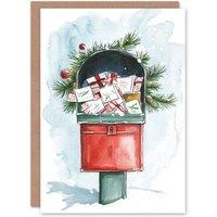 Wee Blue Coo Decorated Letterbox Full Of Gifts Festive Xmas Blank Christmas Card