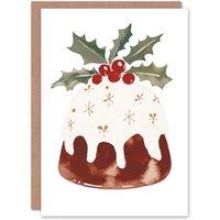 Wee Blue Coo Cake Holly Leaf Icing Bright Festive Pudding For Mum Christmas Card in White