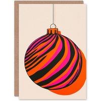 Wee Blue Coo Vibrant Bauble Pink Orange Modern Fun Xmas For Mum Christmas Card