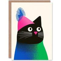 Wee Blue Coo Pet Winter Knit Hat Bold Modern Cat Lover Xmas Blank Christmas Card