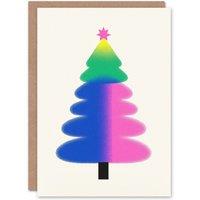 Wee Blue Coo Vibrant Gradient Colour Tree Modern Fun Xmas Art Blank Christmas Card