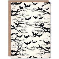 Wee Blue Coo Spooky Vampire Bats Black White Trick or Treat Scary Halloween Card