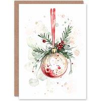 Artery8 Bauble Holly Pine Ornament Christmas Fun Gift Festive Xmas Card in Green