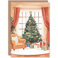 Artery8 Decorated Tree Presents Living Room Christmas Fun Festive Xmas Card