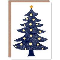 Wee Blue Coo Decorated Tree Polka Dot Folk Art Blue Orange Xmas Christmas Card