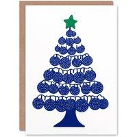 Wee Blue Coo Bauble Ornament Tree Blue Green Modern Abstract Xmas Christmas Card