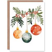Wee Blue Coo Three Hanging Ornaments Baubles Watercolour Xmas Christmas Card