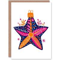 Wee Blue Coo Star Bauble Ornament Vibrant Orange Blue Pink Xmas Christmas Card