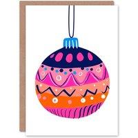 Wee Blue Coo Vibrant Abstract Pattern Single Bauble Ornament Xmas Christmas Card