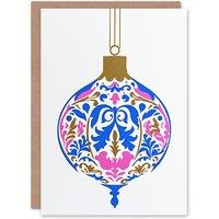 Wee Blue Coo Finial Art Nouveau Bauble Pink Blue Gold Modern Xmas Christmas Card