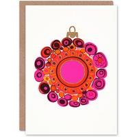 Wee Blue Coo Kandinsky Style Pink Orange Vibrant Bauble Design Xmas Christmas Card