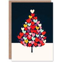 Wee Blue Coo Heart Decorated Tree Festive Love Bold Modern Xmas Christmas Card