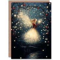 Wee Blue Coo Magical Forest Fairy Festive Decorations Fantasy Xmas Christmas Card in Dark Navy