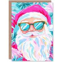 Wee Blue Coo Santa Claus Sunglasses Vibrant Pink Blue Portrait Xmas Christmas Card