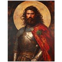 Artery8 William Wallace Scottish Knight Portrait Painting Wall Art Print in Red | Size: W18 x H24