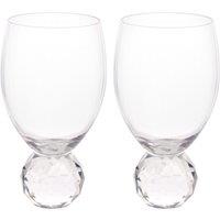 Hestia Ribbed Wine Glass With Diamond Ball Base Set of 2 in Clear