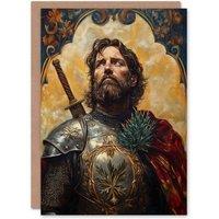Artery8 William Wallace Thistle Art Nouveau Portrait Birthday Greeting Card in Mustard