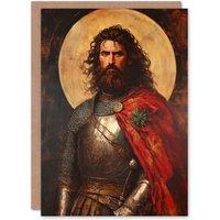 Artery8 William Wallace Scottish Knight Portrait Painting Greeting Card in Red