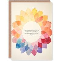 Artery8 Conquer Oneself Buddhist Mindfulness Mandala Spiritual Birthday Card in Orange