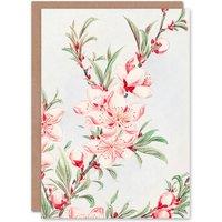 Artery8 Megata Morikaga Art Card Peach Tree Blossoms Ukiyo-e in Pink