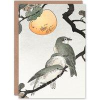 Artery8 Ohara Koson Art Card Birds & Plants Vintage Japanese in Grey