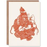 Artery8 Theo van Hoytema Art Card Butterfly on Nasturtium Flower in Red