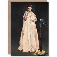 Artery8 Edouard Manet Art Card Young Lady With a Parrot Portrait in Grey