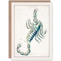 Artery8 Sidney Hall Art Card Astronomical Chart Illustration of Scorpio in White