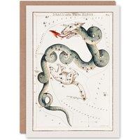 Artery8 Sidney Hall Art Card Draco & Ursa Minor Constellation in White