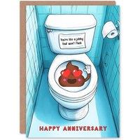 Wee Blue Coo Anniversary Card Like A Jobby That Won't Flush Toilet Poo Joke Funny in Blue