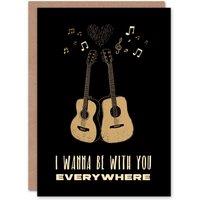 Wee Blue Coo Anniversary Card Guitars Wanna Be With You Everywhere Romantic in Black