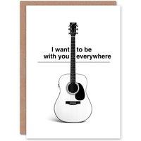 Wee Blue Coo Birthday Card I Want To Be With You Everywhere Black White Guitar
