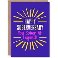 Wee Blue Coo Anniversary Card Happy Soberversary Sober AF Legend Vibrant in Purple