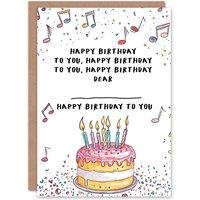 Wee Blue Coo Happy Birthday Card Dear Blank Cute Cake with Candles Design in White