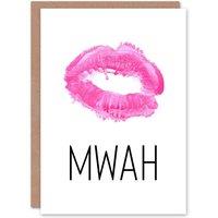 Wee Blue Coo Anniversary Card Mwah Lips Hot Pink Kiss Mark Romantic Love