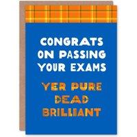 Wee Blue Coo Congratulations Card Exam Congrats Pure Dead Brilliant Scottish Tartan in Black