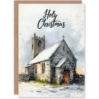 Artery8 Christmas Card Christian Church Holy Rustic Winter Snow Scene