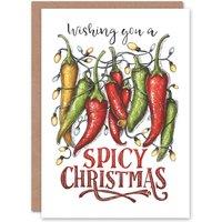Artery8 Christmas Card Spicy Chilli Peppers Xmas Wishes in White