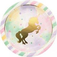 Unique Party Paper Unicorn Dinner Plate (Pack of 8) in Light Pink