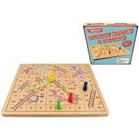 Kandy Toys Retro Wooden Snakes & Ladders Family Board Game