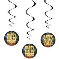 Unique Party Happy New Year Hanging Dration (Pack of 3) in Black