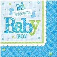 Amscan Welcome Boy Napkins in Baby Blue