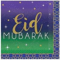 Amscan Eid Mubarak Paper Disposable Napkins (Pack of 16) in Green